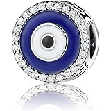 AIEGNOS Evil Eye Hamsa Charms for Bracelet Necklace 925 Sterling Silver Evil Eye Beads Fatima Hand Charms for European Snake 