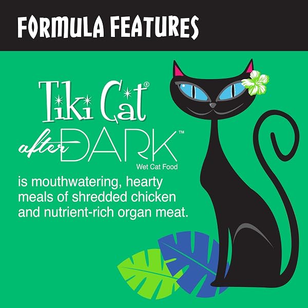 TIKI CAT AFTER DARK GRAIN-FREE, LOW-CARBOHYDRATE WET FOOD WITH REAL SHREDDED MEAT FOR CATS & KITTENS