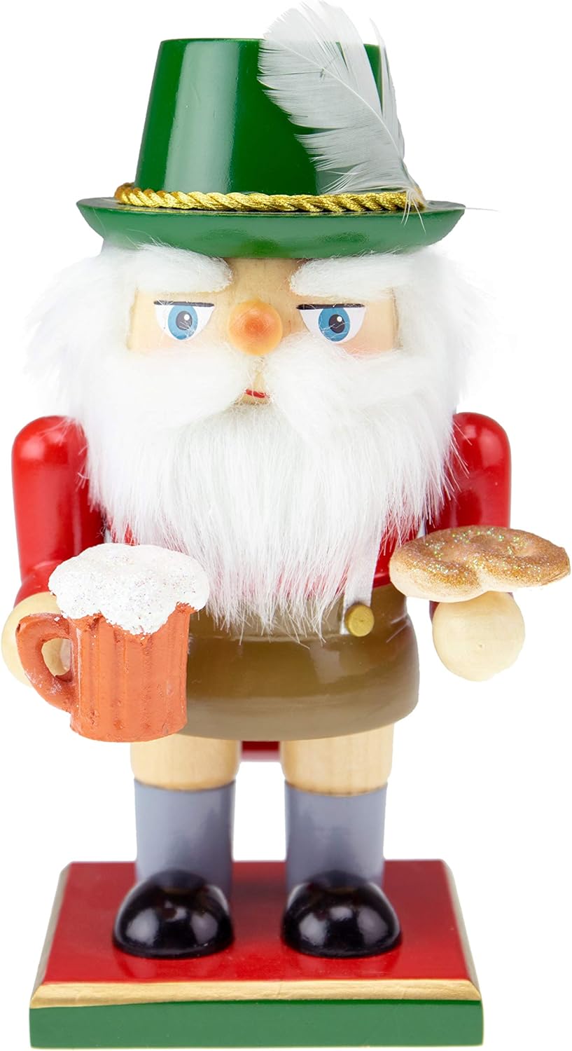 Nutcrackers - Clever Creations German Santa 7 Inch Traditional Wooden Nutcracker, Festive Christmas Décor for Shelves and Tables