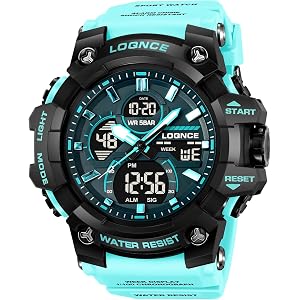 FANMIS Men’s Digital Analog Sports Watch Transparent Gold 50M Water Resistant Large Face Watches with LED Backlight, Stopwatc