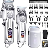 CIICII Mens Hair Clippers and Trimmers Set, Professional Cordless Barber Clippers for Hair Cutting Kit (Electric Razor Shaver