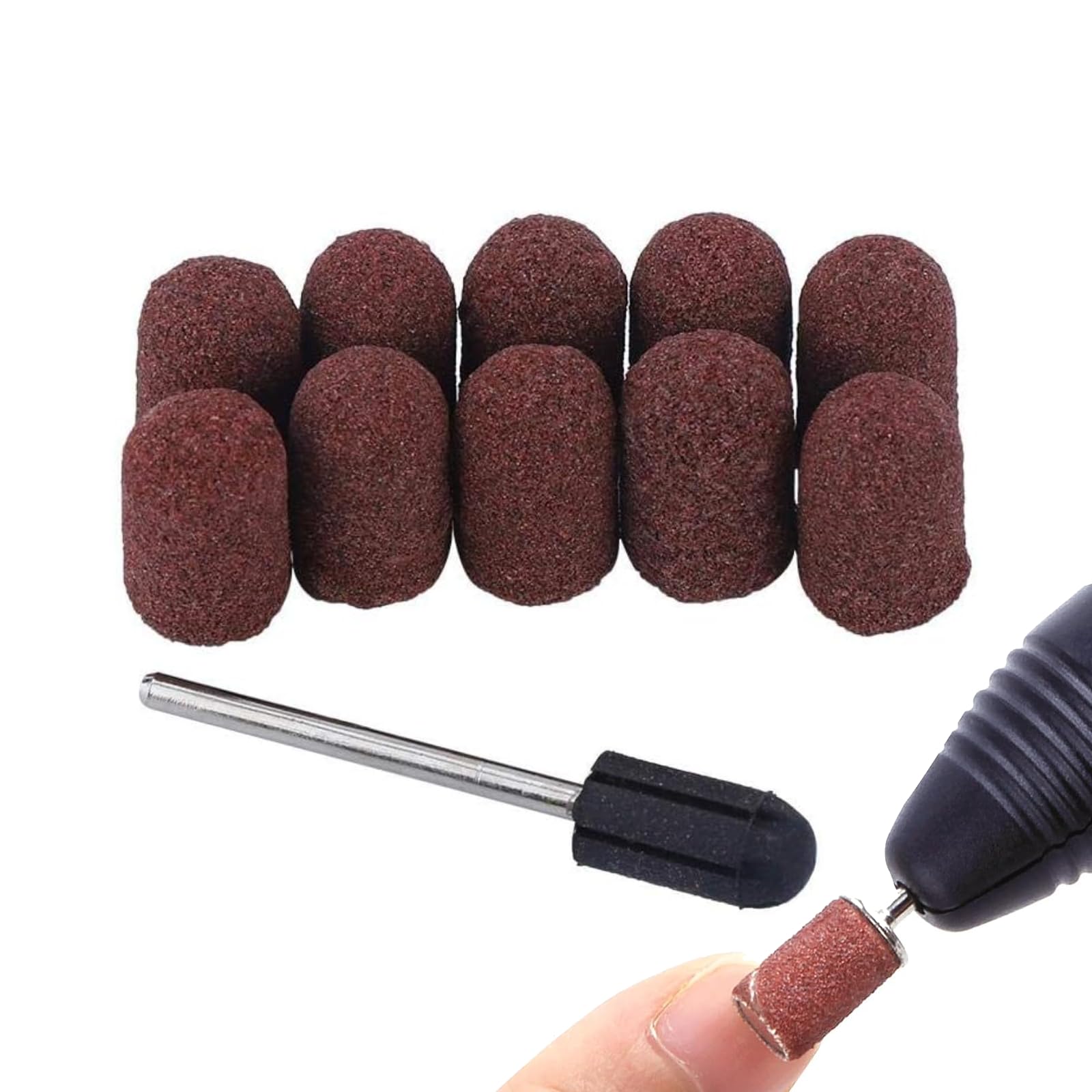 Nail Drill Bits Set, 10 Pcs Nail Grinders Drill Bits Manicure Machine Tools Sand Manicure Pedicure Tool Nail Dedicated Head Grinding Sanding Polisher(2#)