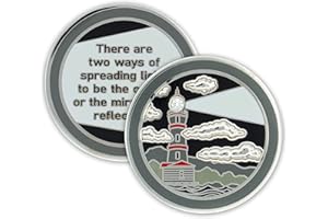 THE TOKEN SHOP Lighthouse Sobriety Chip | Glow in The Dark Triplate AA Coin | Spreading Light Recovery Gift Medallion