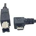 JSER Left Angled 90 Degree Micro USB OTG Host to Standard B Type Target Printer Scanner Hard Disk Cable 60cm
