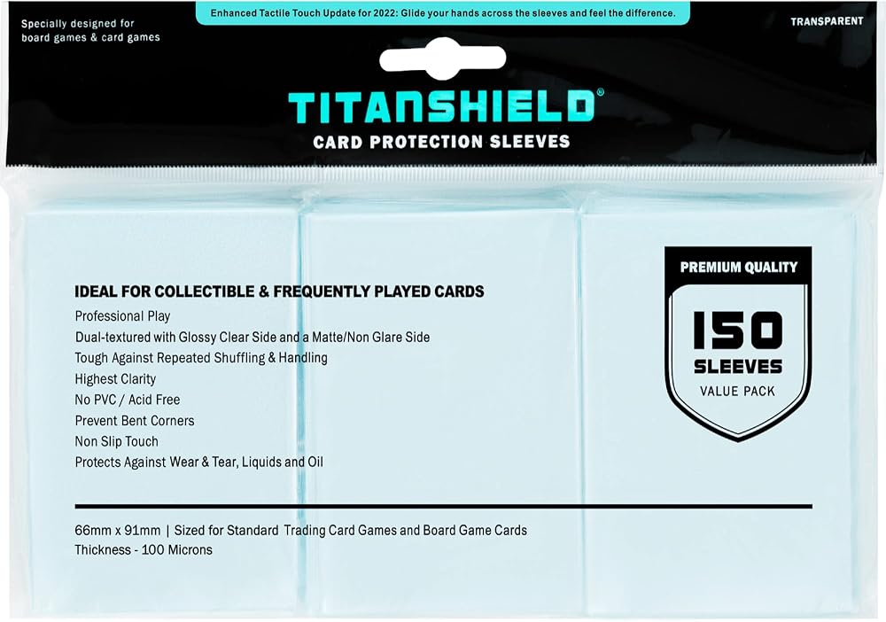TitanShield Standard Card Sleeves 150ct Clear Matte Trading Board Game MTG