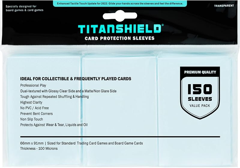 TitanShield Standard Card Sleeves 150ct Clear Matte Trading Board Game MTG