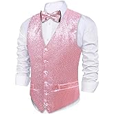 Barry.Wang Mens Vest V-neck Silm Fit Suit Waistcoat Bowtie Set Party Prom Tuxedo