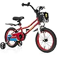 BABY JOY Kids Bike, 12 14 16 18 Inch Children Bikes for Boys Girls Age 3-8 Years w/Training Wheels, Handbrake, Coaster Brake & Removable Basket, Kids Bicycle of Multiple Colors