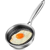 DELARLO Tri-Ply Stainless Steel Nonstick Ceramic Omelette Pan 5.5 inch | Single Egg Frying Pan, Durable Small Pan for Steak, Induction Skillets, Compatible with All Cooktops