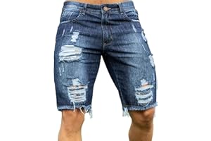 Men's Tear Denim Short Pant Men Ripped Stretch Jean Shorts Unisex Jeans Shorts Big and Tall