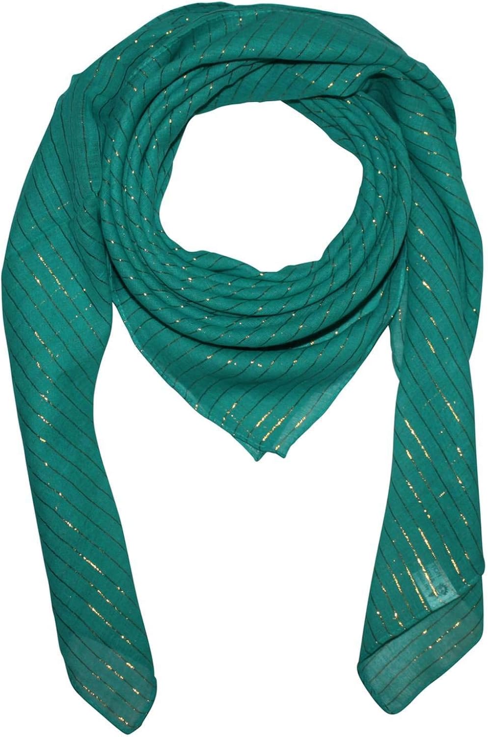 Freak Scene Cotton Scarf greenturquoise green Lurex gold squared