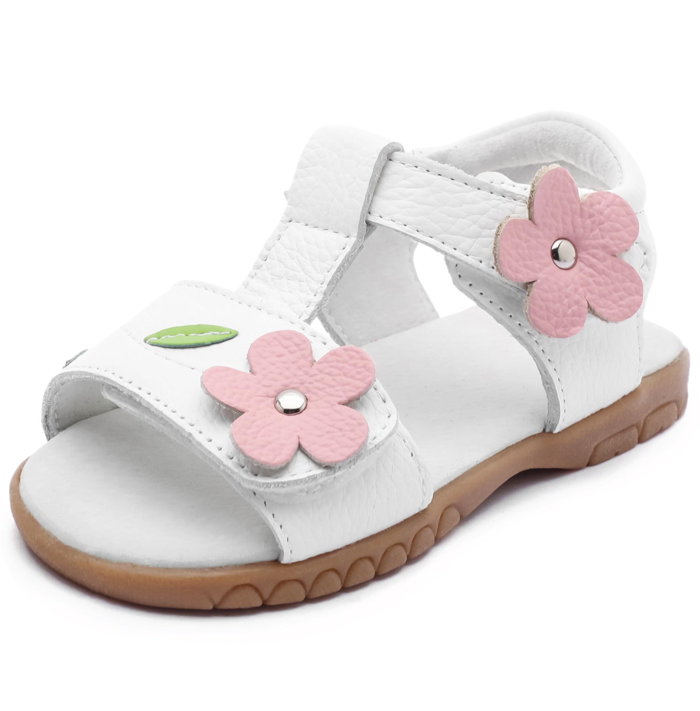 Photo 1 of Femizee Toddler Girl's Leather Sandals Summer Flower Princess Flats Sandal Shoes for School Party Wedding Size 10 Toddler,White,1546 CN29