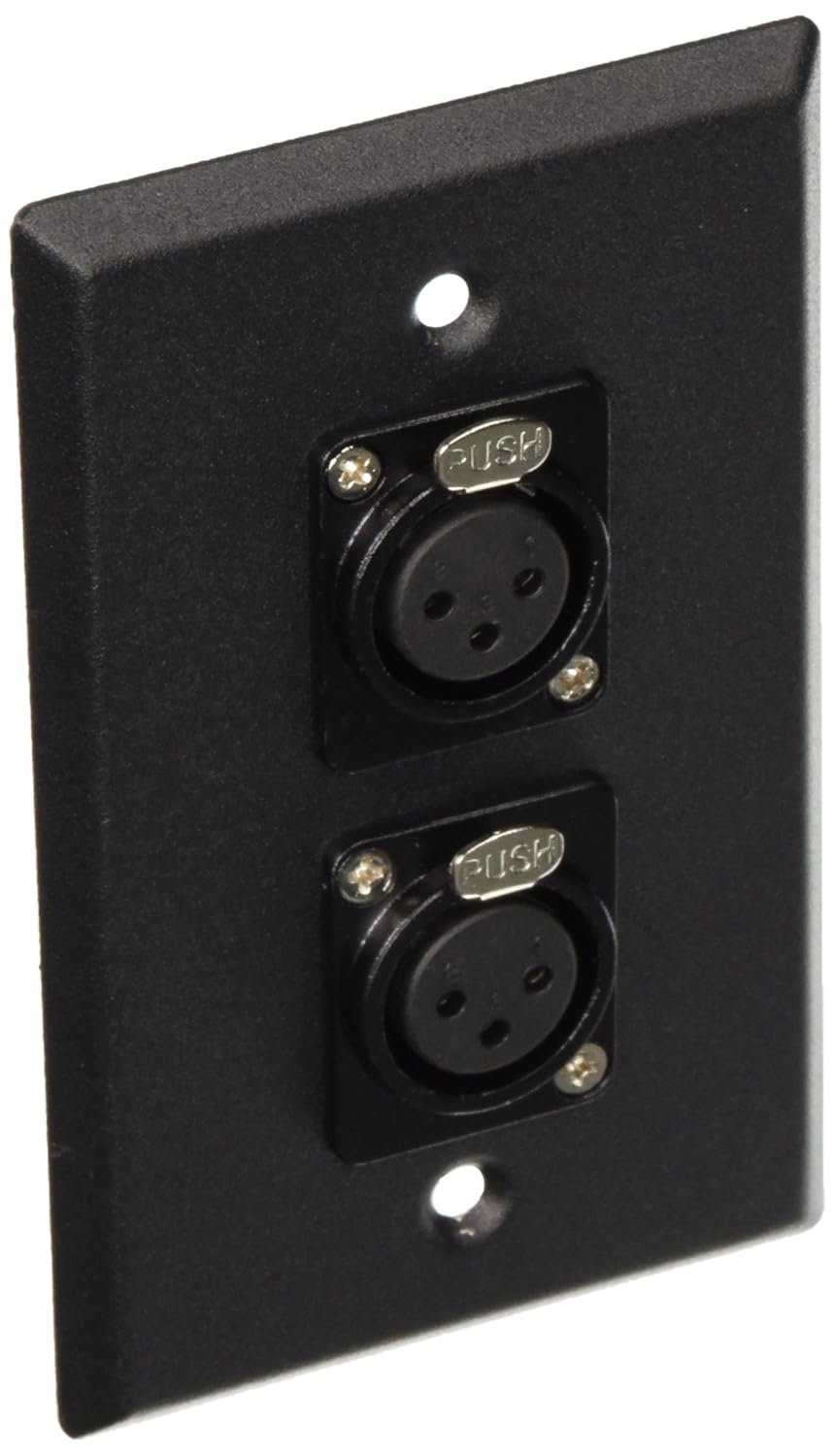 Seismic Audio SAPLATE3 Black Stainless Steel Wall Plate with Dual XLR