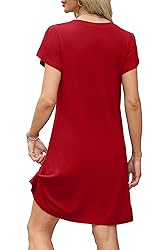 OFEEFAN Red Dresses for Women Summer Spring Tshirt