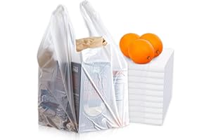 C&S Event Supply Co. White Plastic Grocery Bags with Handles, Plastic Shopping Bags for Groceries, Bulk, T Shirt Bags, Thank You Bags, Produce, Bulk Plastic Bags with Handles, 11.5" x 6.5" x 21" - 100