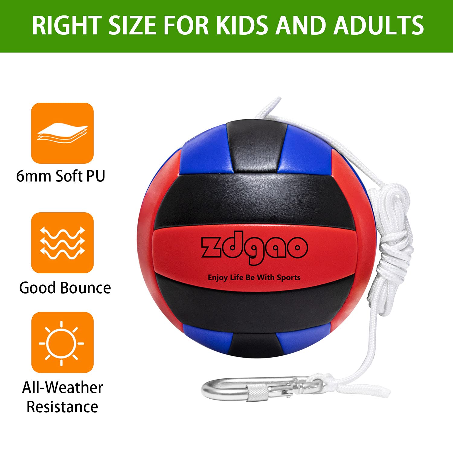 YDDS Soft Tether Ball- Replacement Tether Ball Come with Rope and Pump Set | Outdoors Game for Family Fun Play