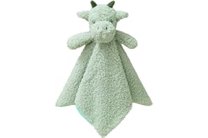 Doindute Baby Green Dragon Soft Stuffed Animal Security Blanket, Plush Dinosaur Character Lovey Blanket, Baby Shower/Nursery 