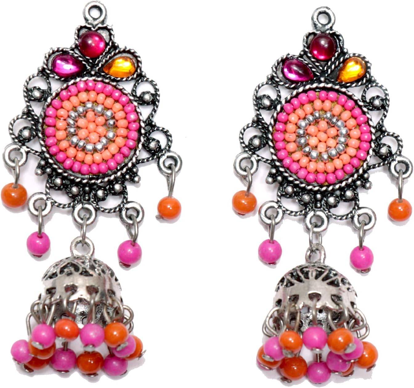 Jhumar styled Round Jhumki with colored beads Indian Traditional Jewellery for Stylish Women and Girls by SP Jewels