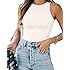 MANGOPOP Women's Tank Top Bodysuit Crew Neck Sleeveless Racerback Halter Ribbed Body Suits Sexy Summer Going Out Tops