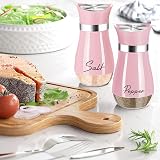 UDQYQ Salt and Pepper Shaker Set Glass 4 oz Pink with Funnel view 2