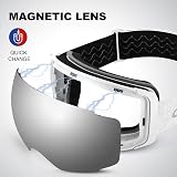 Odoland Ski Goggles Frameless Interchangeable Lens UV 400 OTG Helmet Compatible view 2