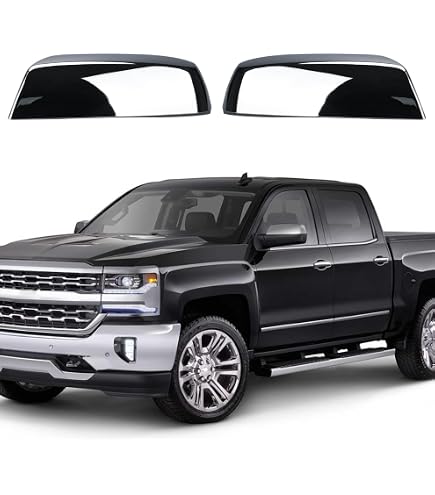 Chrome Lower Mirror Covers For 2014-2018 Chevy Silverado 1500 - Pair, ABS Plastic