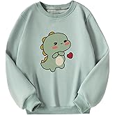 Verdusa Girl's Cute Cartoon Crew Neck Sweatshirts Long Sleeve Pullover Tops