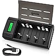 BONAI Smart Battery Charger for AA AAA C D 9V Ni-MH Ni-CD Rechargeable Batteries with Discharge Function and LCD Display Fast Charging - Black