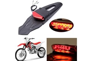 RICH CHOICES Rear Fender Mount Red LED Tail Light Brake Lamp Turn Signals License Plate Light for Custom Off-Road Motorcycle Dirt Bike (Red#1)