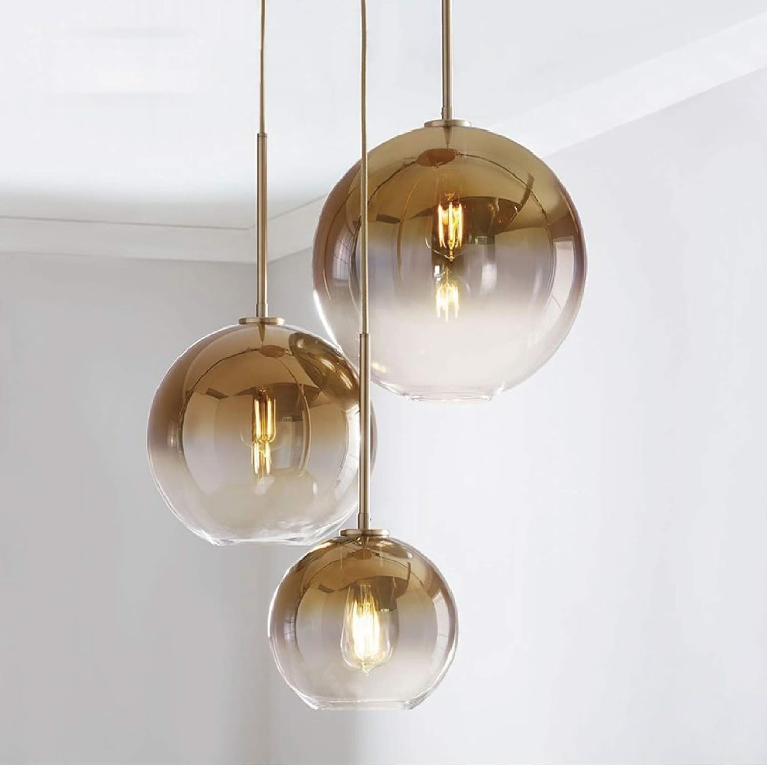 1 lampe lustre combinaison boule de verre Lustre contemporain design