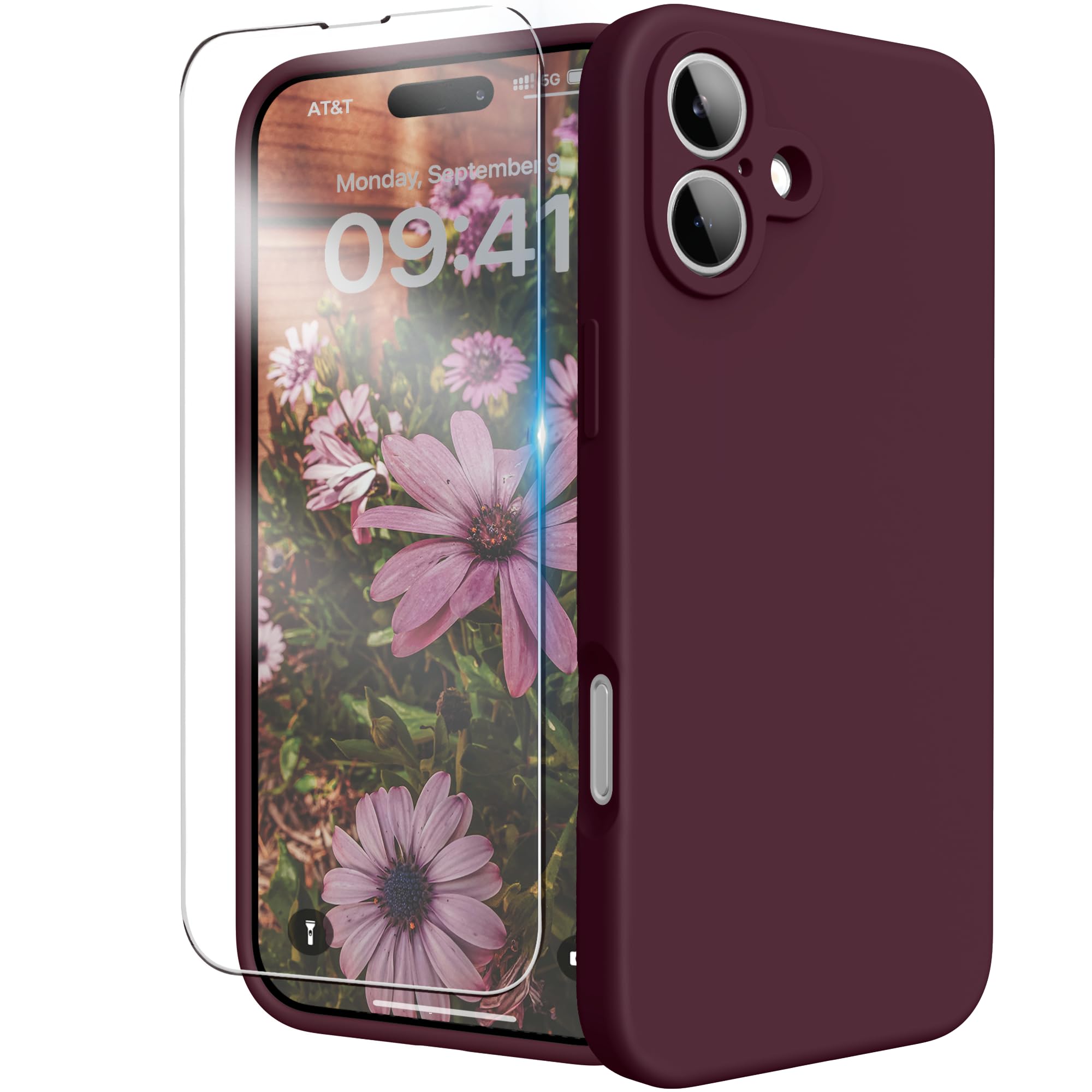 Photo 1 of INGIDO for iPhone 16 Plus Case, Liquid Silicone Case with Camera Protection Soft Gel Rubber Cover with Microfiber Lining Shockproof Protective Phone Case for iPhone 16 Plus 6.7", Plum