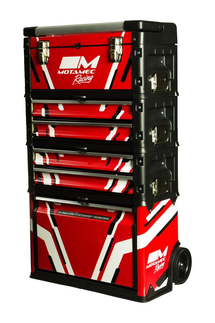 Motamec Racing RED Modular Tool Box Trolley Mobile Cart Stack