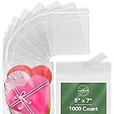 Seal Fresh Self Sealing Cellophane Bags - 5" x 7" (1000 Count) - Clear Plastic Resealable Cello Bag - Cellophane Treat Bags, Cookie Bags for Packaging, Candy bags, Cello Bags, Pastry Bags