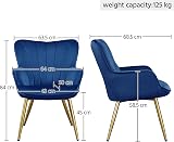 Yaheetech Modern Velvet Tub Chair with Gold Legs Dark Blue view 3