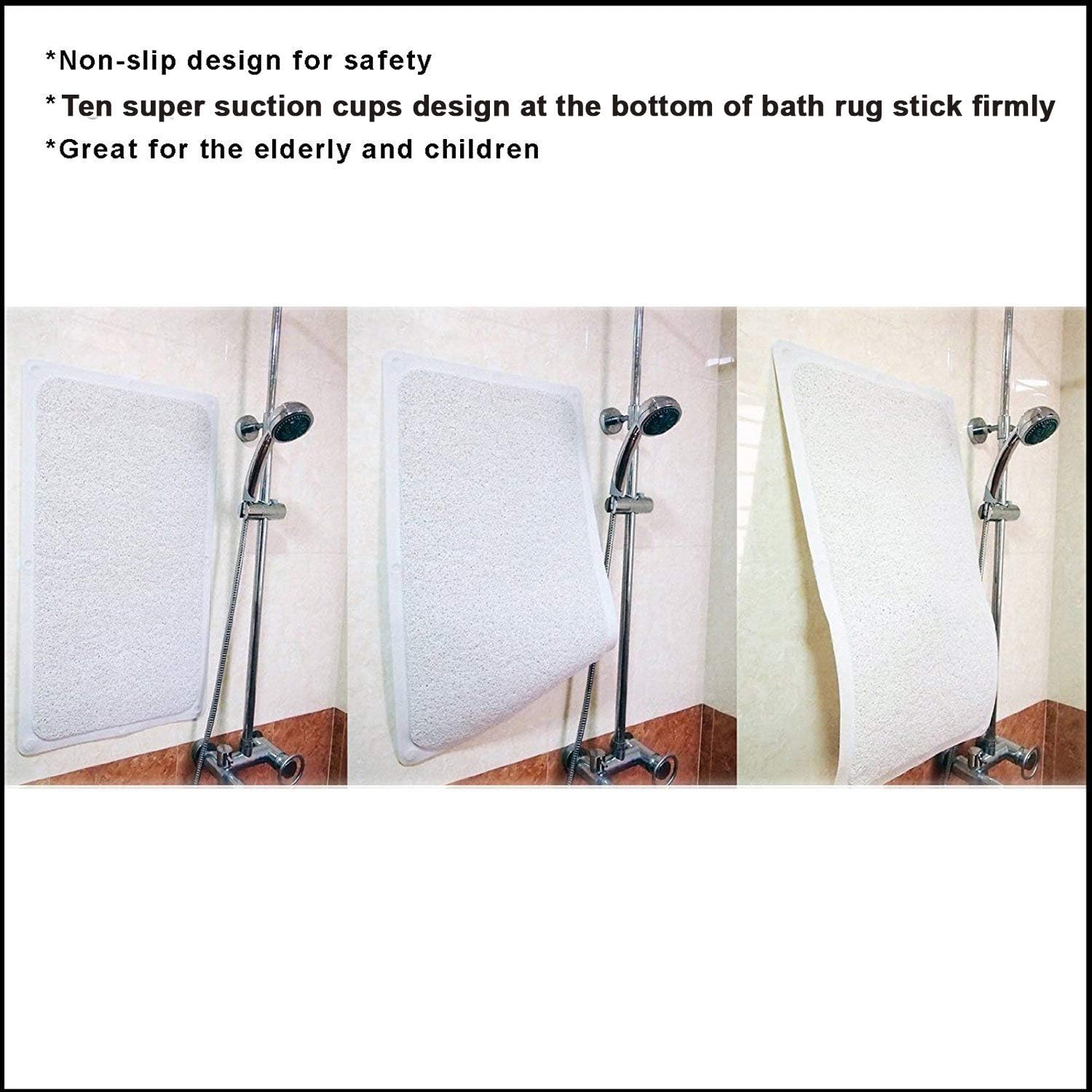 Huji Drain Away Slip-Resistant Shower Mat with 10 Super Suction Cups for Shower or Bathroom - Great for The Elderly and Children (1): Kitchen & Dining