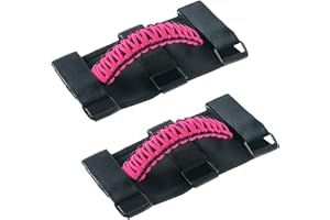 Savadicar 2 Pack Grab Handles Roll Bar Grip Handle Compatible with 1955-2023 Jeep Wrangler CJ YJ TJ JK JKU JL JLU 4XE & Gladiator JT, Top Handle Assist Support, Interior Accessories, Pink