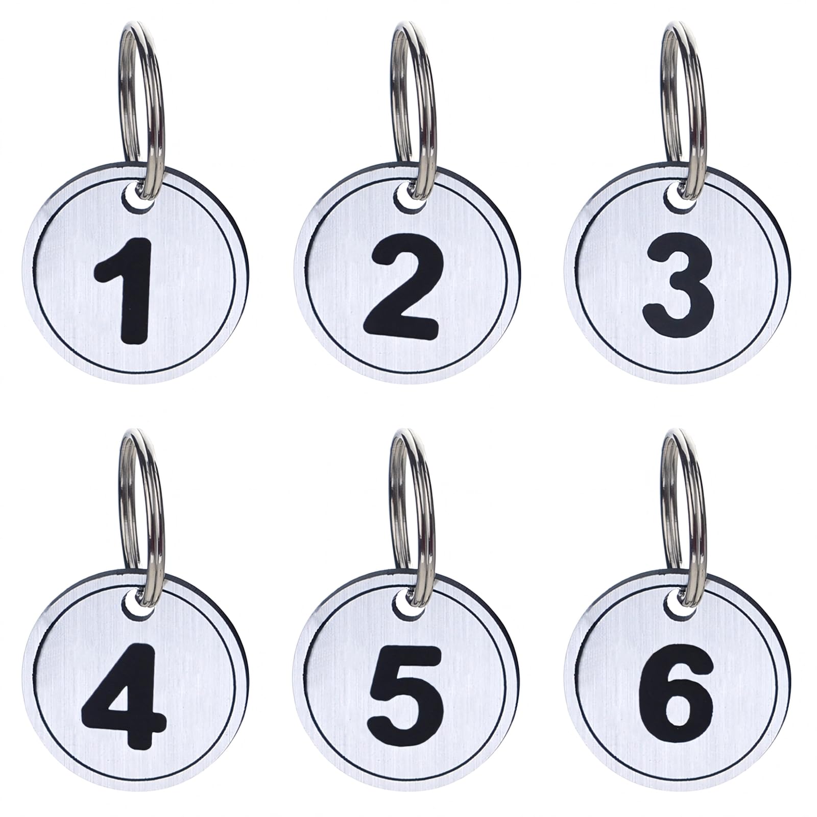 Aspire 1-20 Plastic Numbered Key Fobs Silver Round Numbered Key Tags ID Number Tags with Key Ring