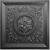 WOWSTAR 24-Pack 24"x24" Drop Ceiling Tiles, Waterproof Glue Up Vintage Style 3D Ceiling Tiles, Black, Wall Art