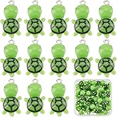 SUNNYCLUE 1 Box 30Pcs Turtle Beads Turtles Charms Bulk Green Resin Tortoise Sea Flatback Charm Bead Summer Ocean Animal Pendants for Jewelry Making Earrings Bracelet Dangle DIY Craft