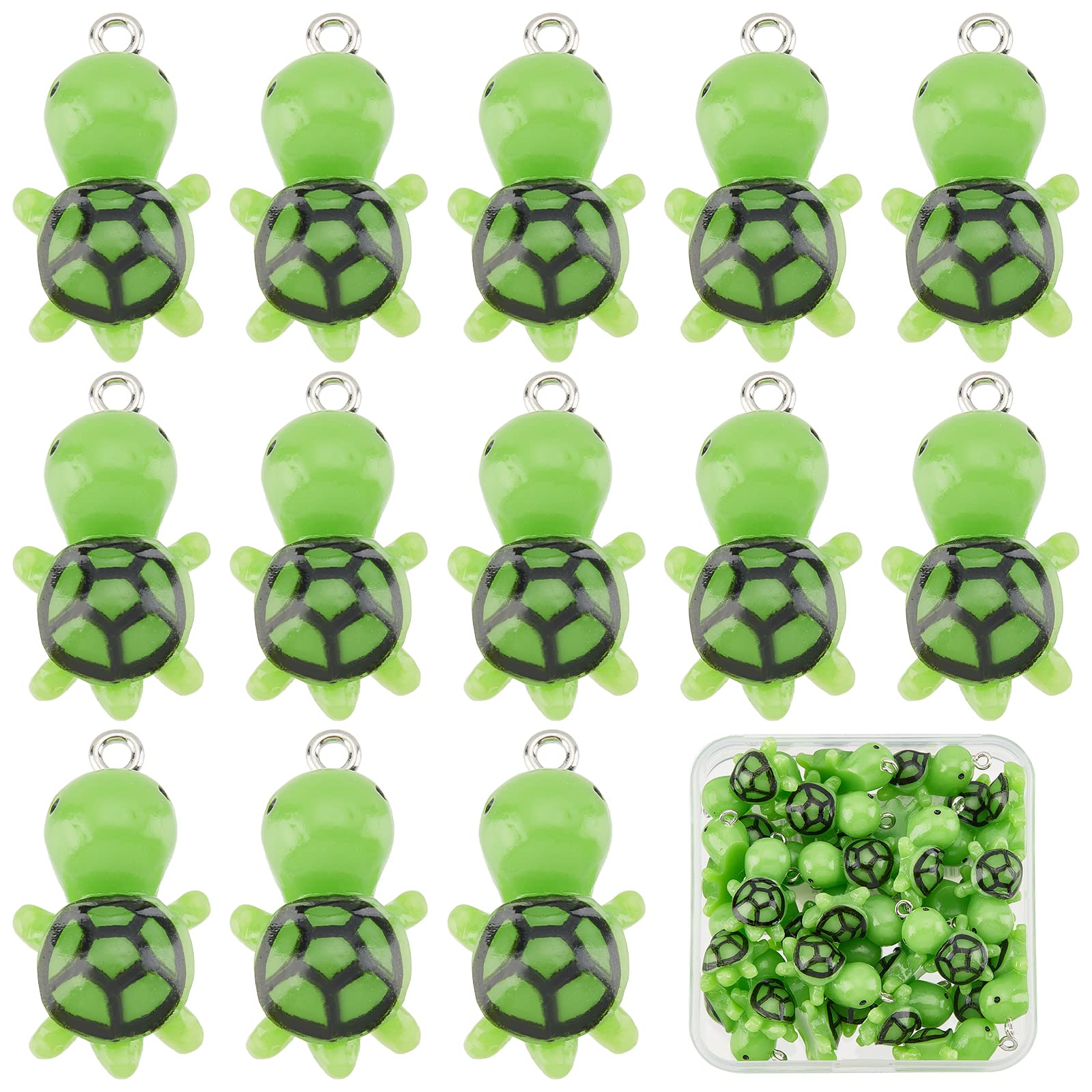 SUNNYCLUE 1 Box 30Pcs Resin Turtle Charms Bulk Tortoise Charms for Jewelry Making Sea Flatback Charms Ocean Animal Charms Turtle Flatback Charm Cabochons Earrings Bracelet Dangle Charms DIY Craft