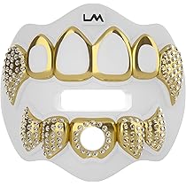 【特価】Loudmouth3Dクローム グリルズブリン ホワイト／ゴールド Amazon.com: Loudmouth Football Mouth Guard - 3D Chrome