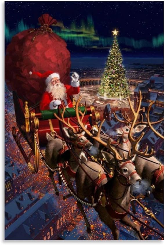 tongton Polar Express Christmas Sleigh Christmas Canvas