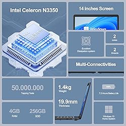 LETSUNG 14" Itel Laptop Computer with Intel Celeron