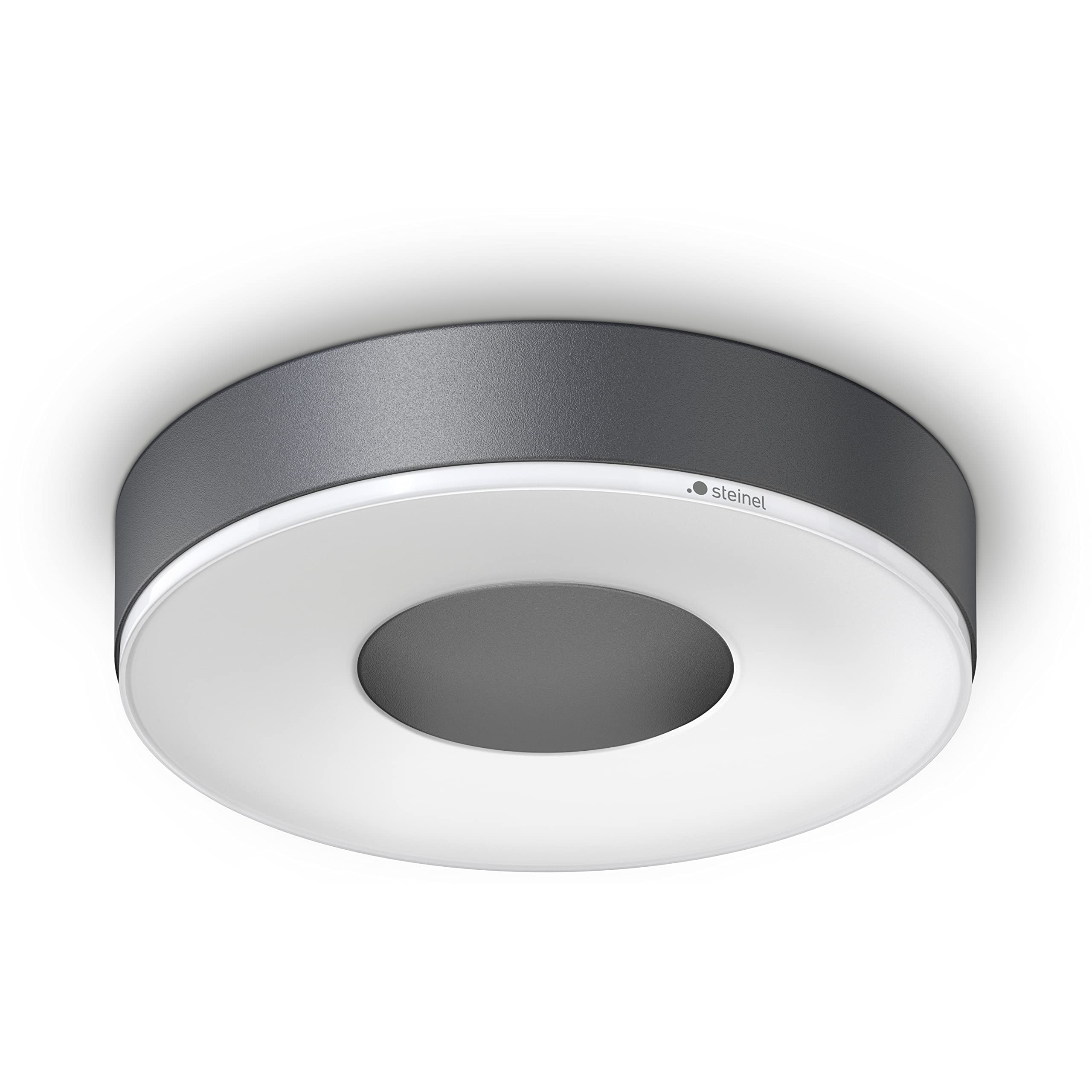STEINEL RS 200 C LED Ceiling Light, Anthracite, 26.3 cm Diameter, 5.3 cm Height, Warm White, 1165 Lumen, Bluetooth App Controlled, Indoor, 17.1 W, Ceiling Light, Wall Light