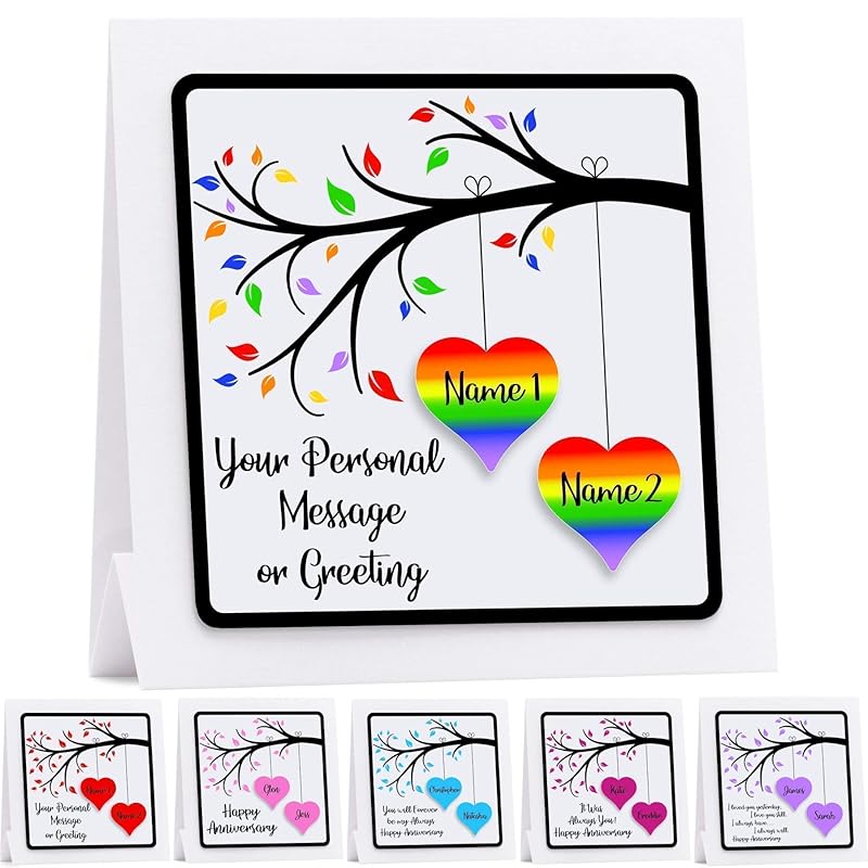 Personalised Gay Anniversary Card Husband Wife Couple LGBT First Anniversary Choice of Colours