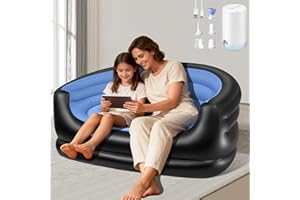 LanSuper Twin Size Inflatable Couch, Blow up couch with Pump,Flocked Surface Inflatable Chair for Adults, Portable Air Sofa I