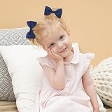 YzmrBdqc 12 Pcs Girls Navy School Uniform Hair Bows Elastics Ties Bobbles view 3