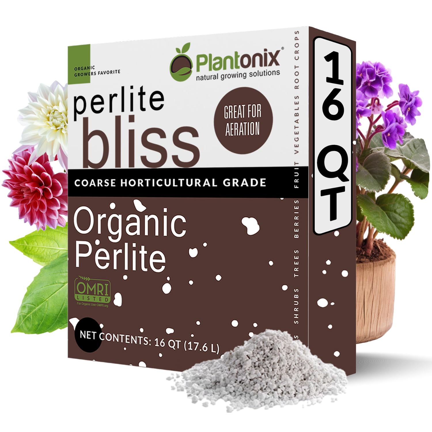 Photo 1 of Perlite Bliss (16 Qts) - Organic Perlite for Plants - Coarse Perlite Bulk Soil Amendment - Chunky Perlite for Plants, Potting Soil, Garden Soil, & Coco Coir - Horticultural Perlite for Gardening