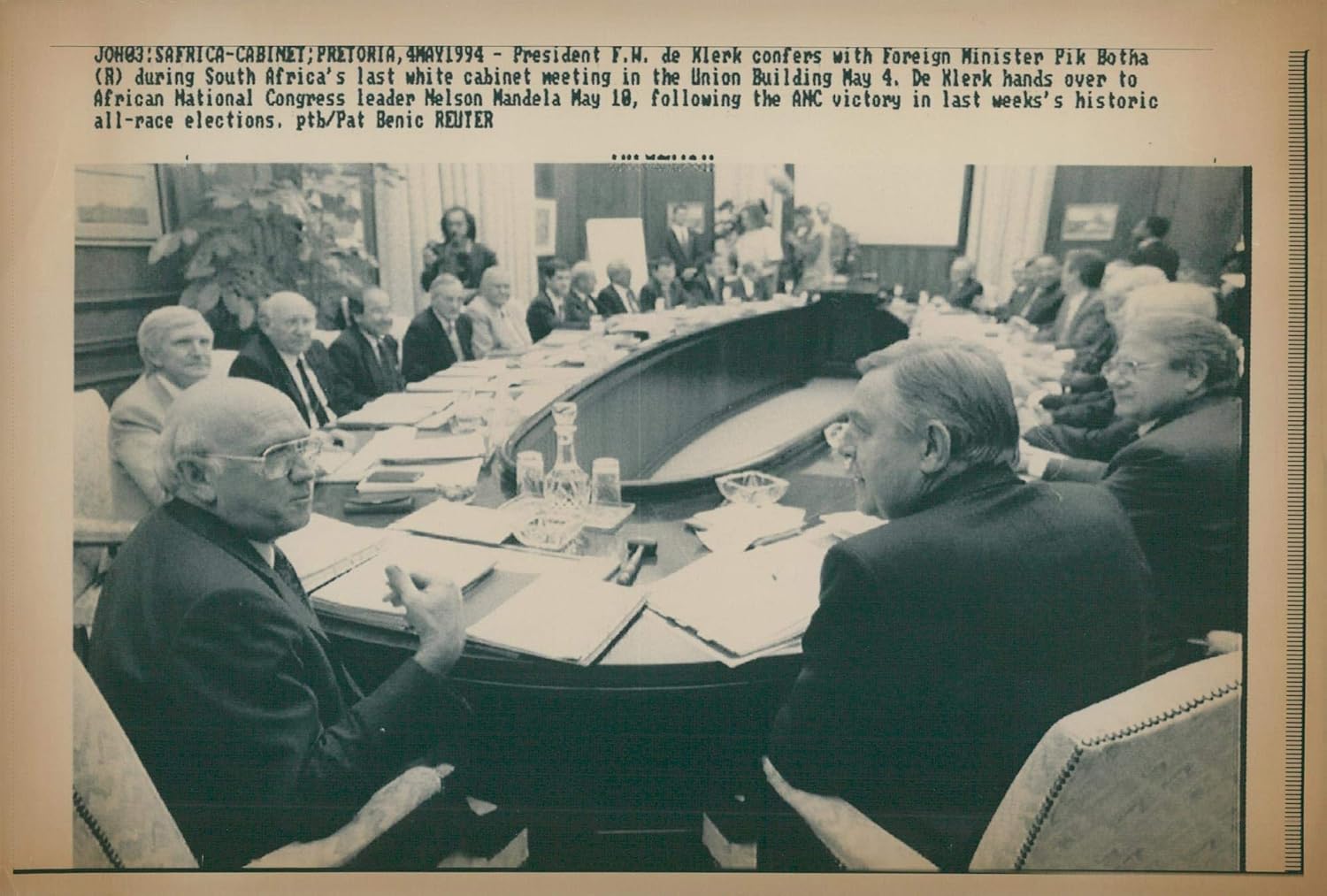 Amazon.com: Vintage photo of F. W. de Klerk with Pik Botha.: Entertainment  Collectibles