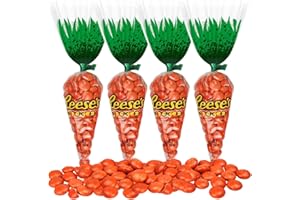 TABOOM Reese’sPieces Crunchy Peanut Butter Easter Chocolate – 2.2 ounce pouch 4-Pack Carrot Bags Peanut Butter Candy Easter Candies, Carrot Shaped Packaging Ideal for Egg Hunt, Office Party